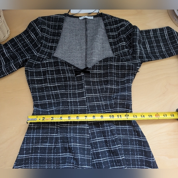 NWT Chechered Skater Dress Size Medium Black And White Heart Low Cut Stretch - Picture 12 of 13